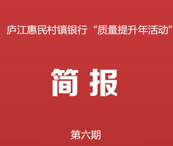 庐江惠民村镇银行"质量提升年活动"简报(第6期)
